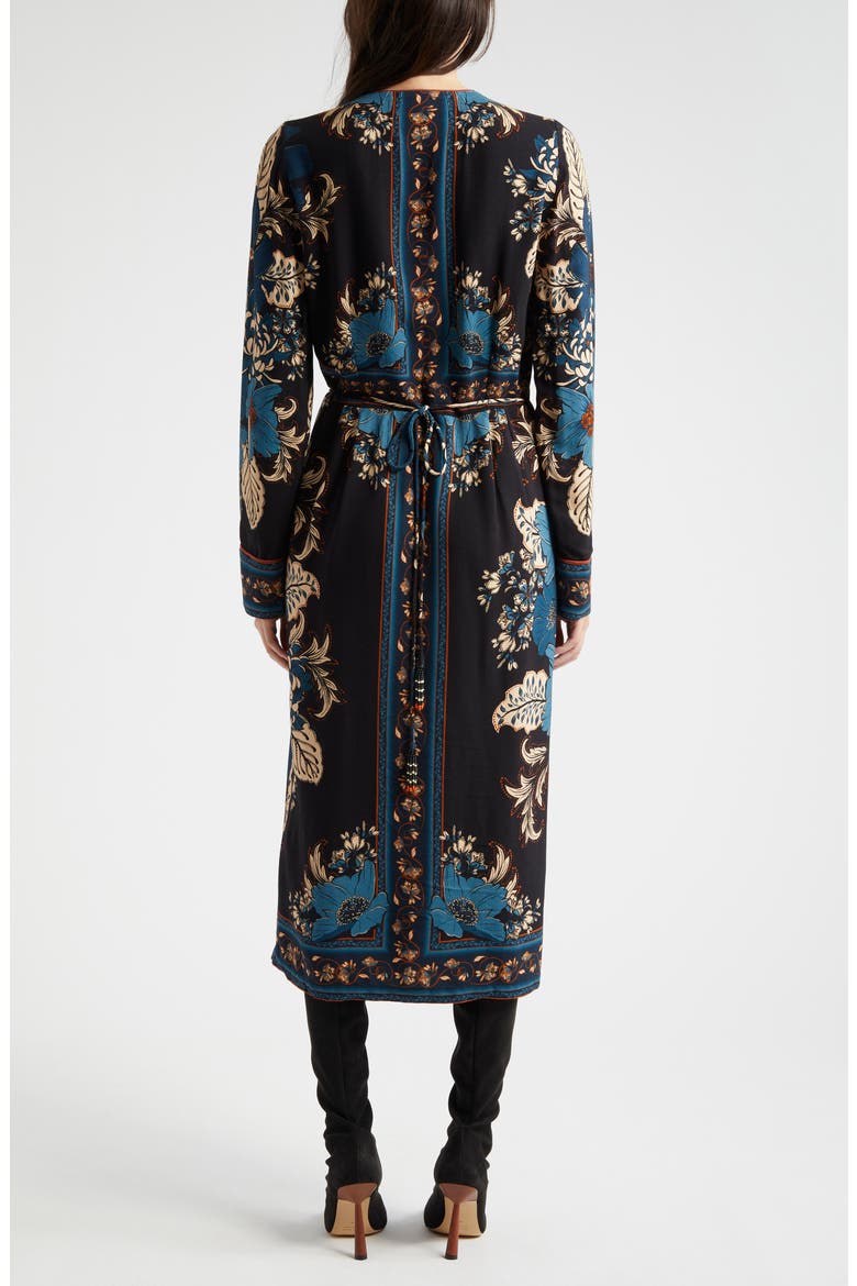 FARM Rio Blossom Tapestry Long Sleeve Wrap Dress (Women)