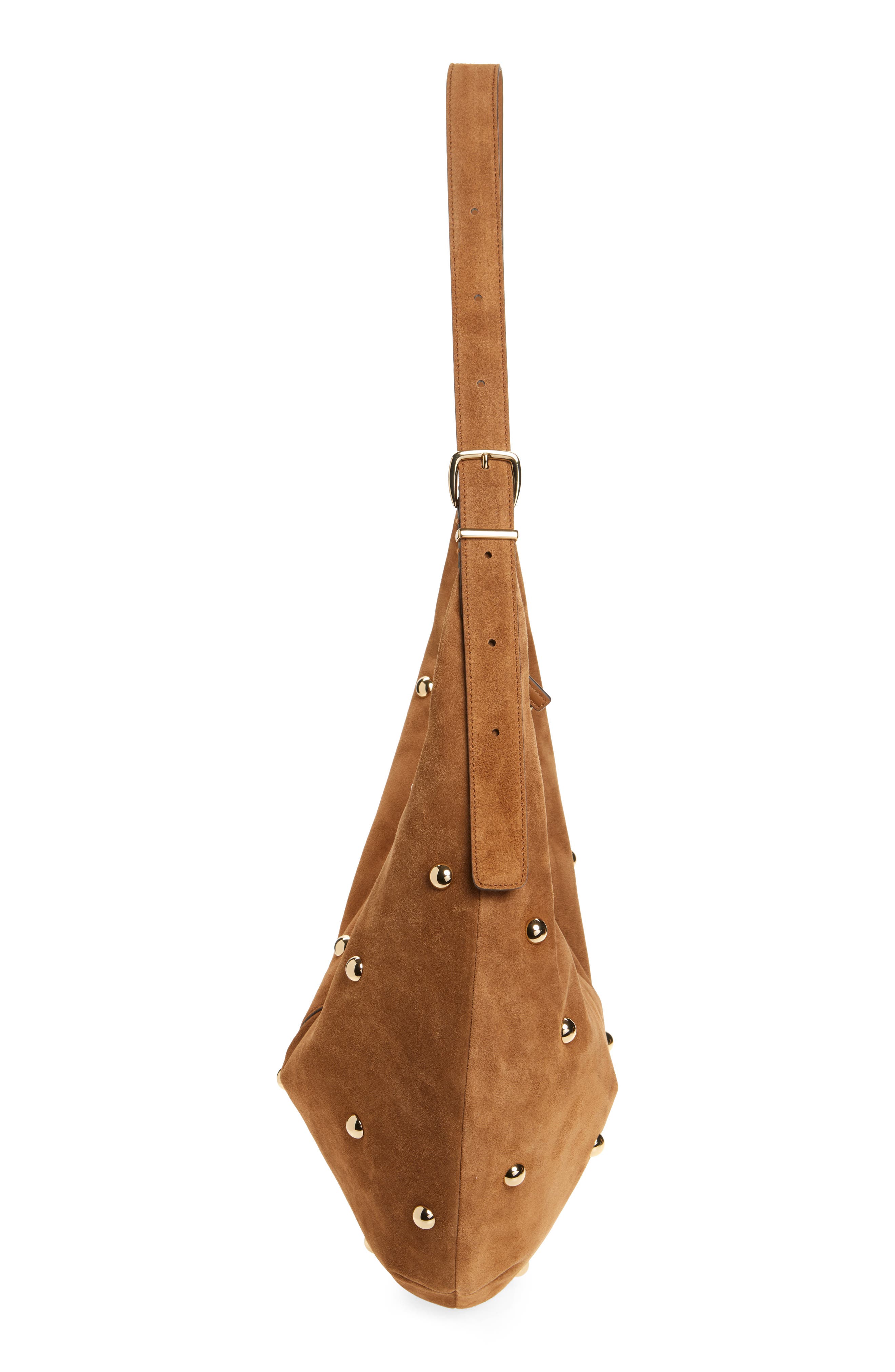 Madewell The Essential Curve Suede Shoulder Bag, Alternate, color, Dried Acorn