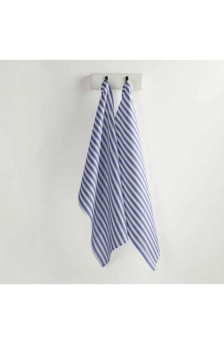 Solino Home Linen Kitchen Towels Set of 2, 17 x 26 Inch for Dining Table, Holiday and Everyday Table Decor - Amalfi Stripe, Main, color, Navy And White