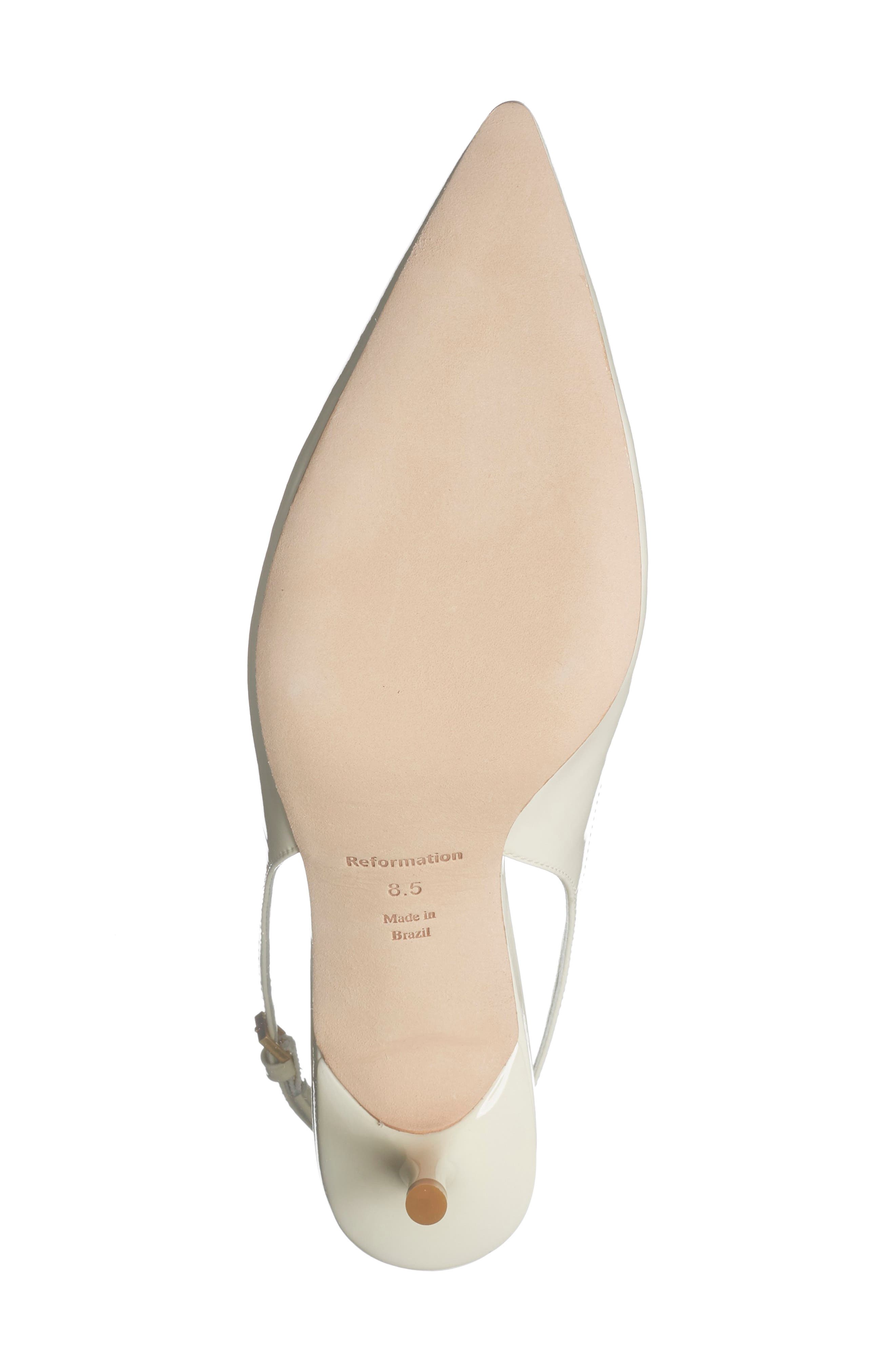 Reformation Wrenley Pointed Toe Slingback Pump, Alternate, color, White Patent