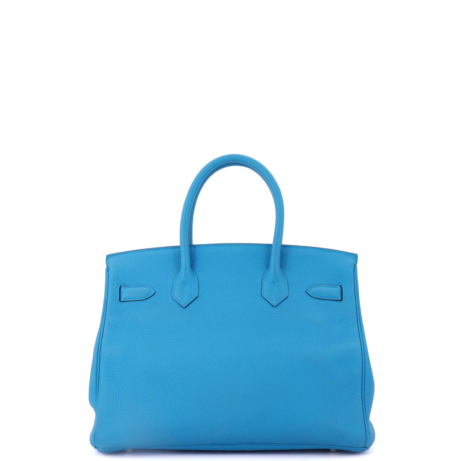 Pre-Owned Hermes Birkin Handbag Verso Togo with Palladium Hardware 30, Alternate, color, Bleu Zanzibar/Malachite