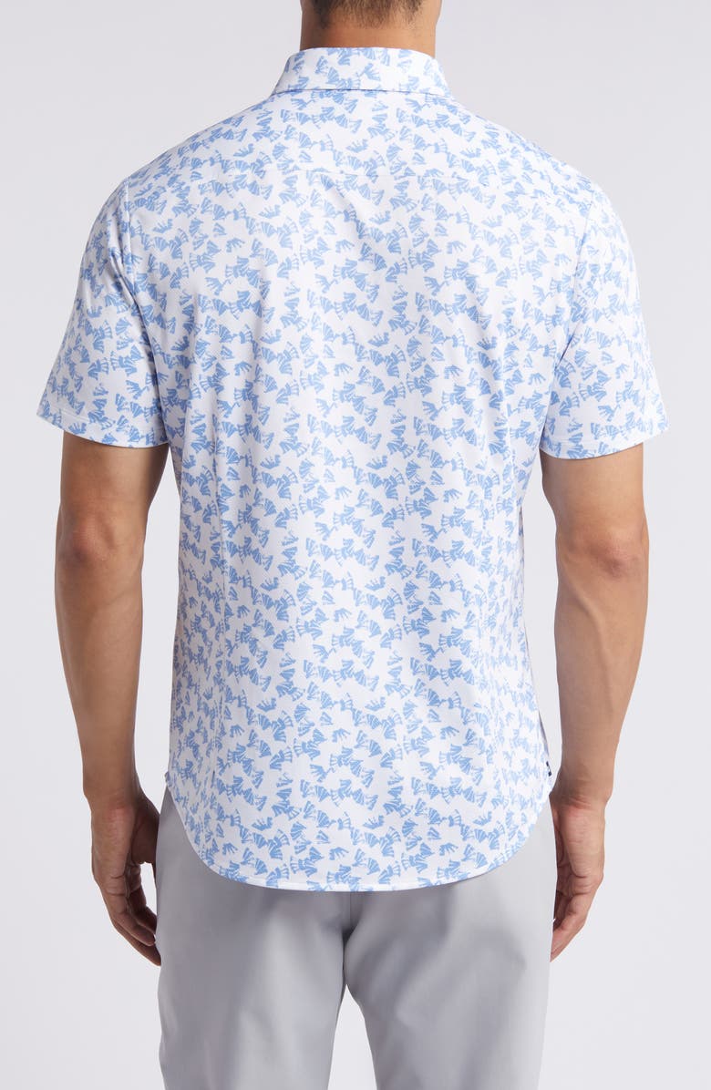 Mizzen+Main Halyard Leaf Print Short Sleeve Performance Knit Button-Up Shirt, Alternate, color, 