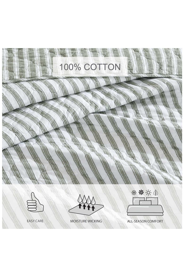 Willow Way Ticking Stripe Quilt & Sham Set, Alternate, color, LT-PASTEL GREEN