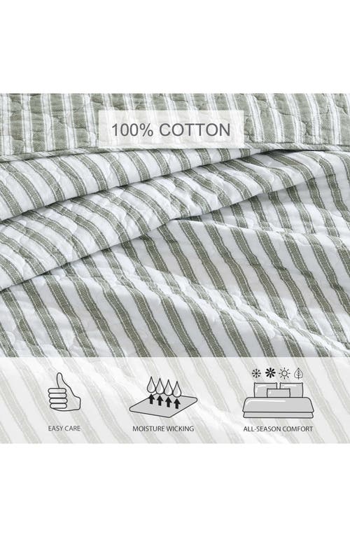 Stone Cottage Willow Way Ticking Stripe Quilt & Sham Set In Green