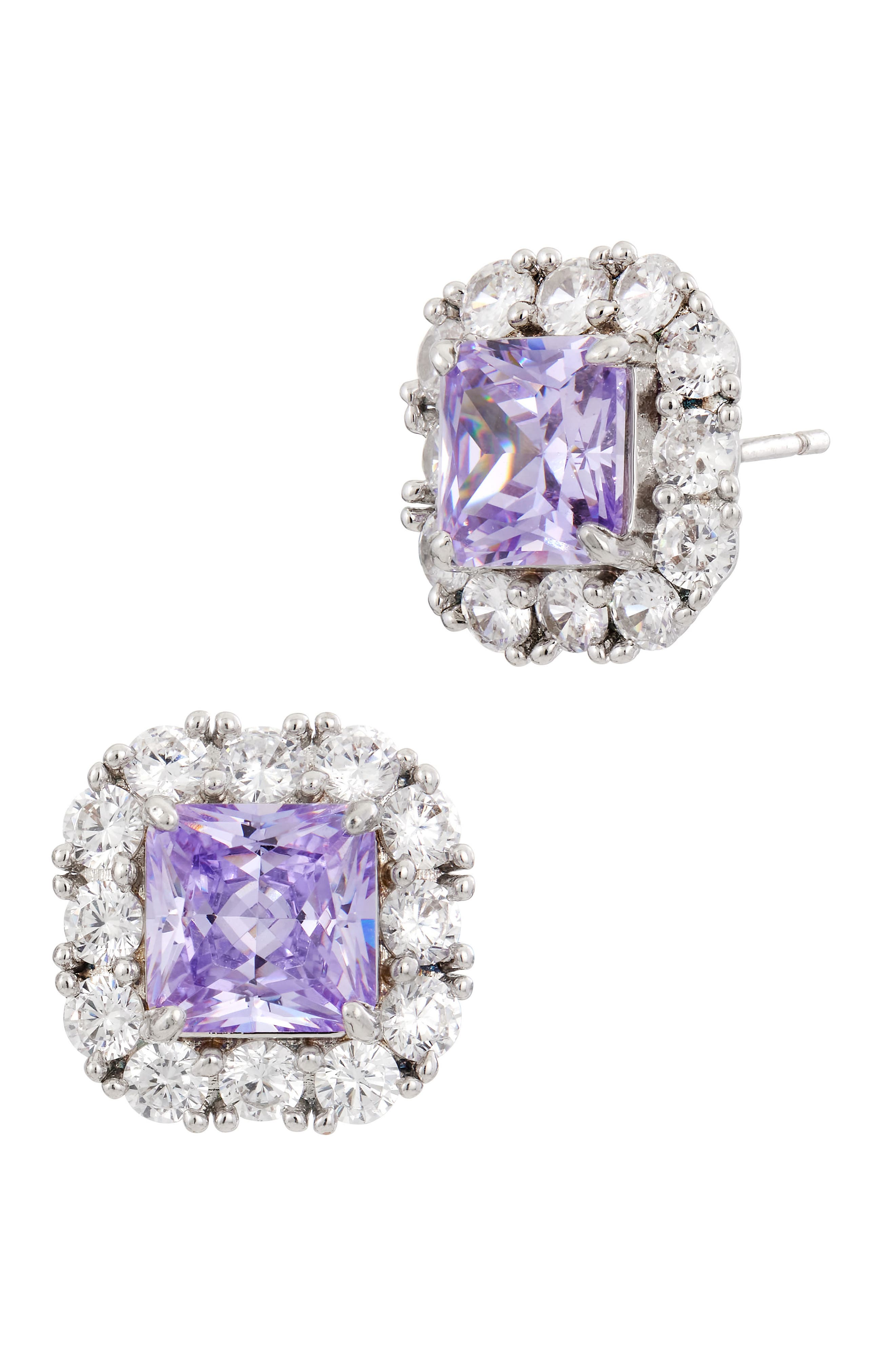 SAVVY CIE JEWELS Square Cubic Zirconia Halo Stud Earrings