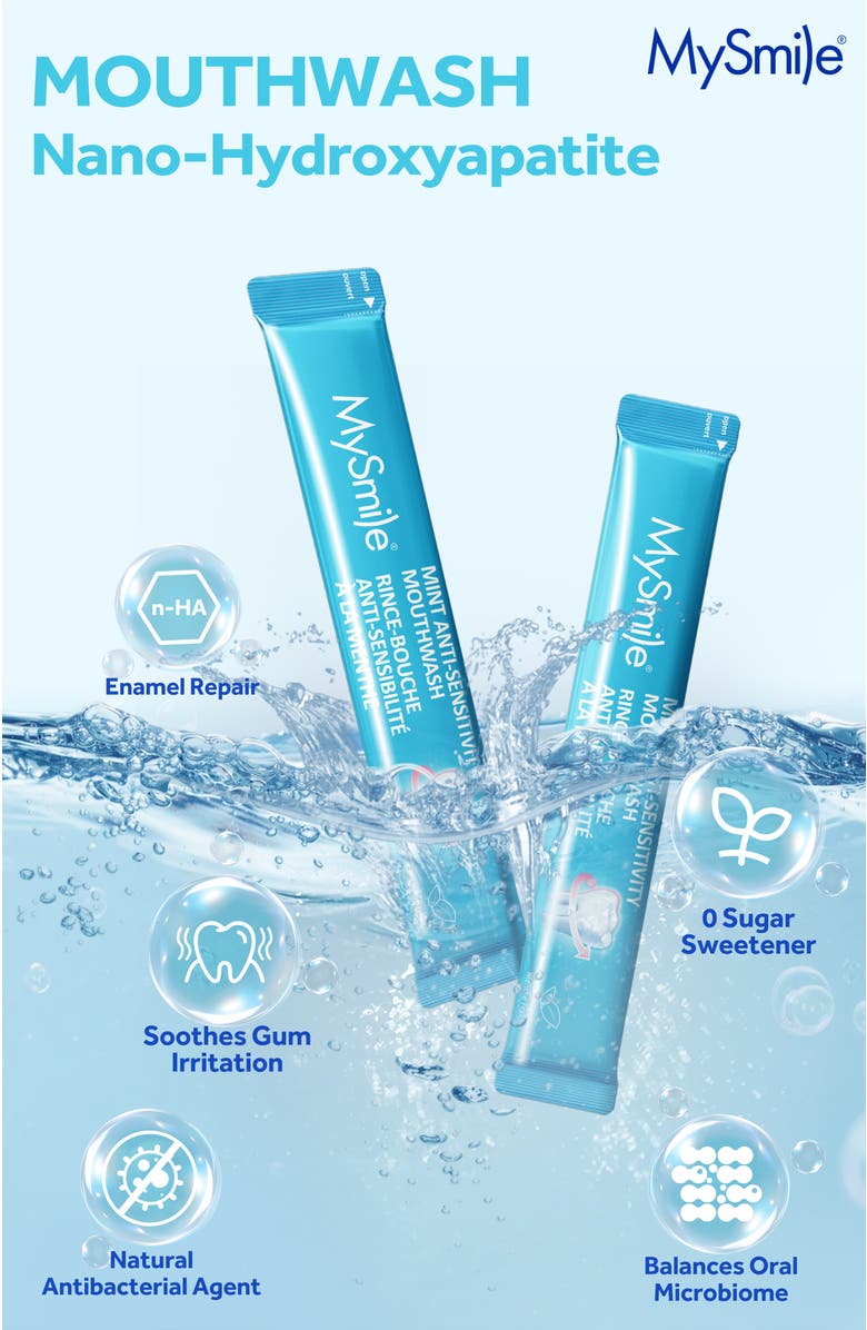 MySmile Nano-Hydroxyapatite Portable Mouthwash for Sensitive Teeth, Alternate, color, Light Blue