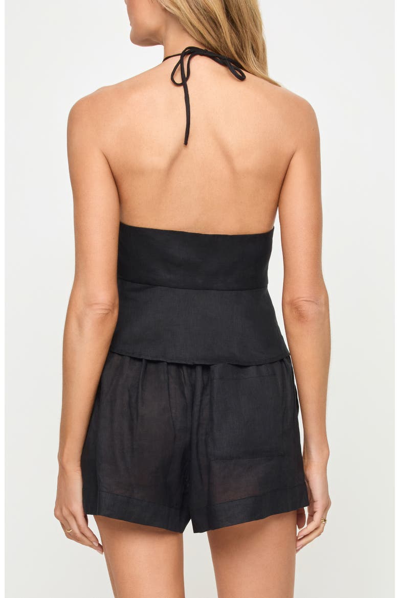 April Tie Front Halter Linen Cover-Up Top, Alternate, color, BLACK