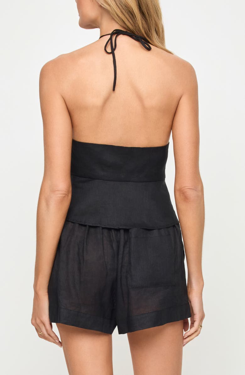 LSPACE April Tie Front Halter Linen Cover-Up Top, Alternate, color, Black