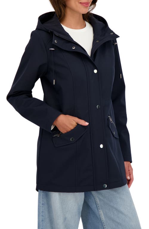 Sebby Water Resistant Hooded Softshell Coat In Blue