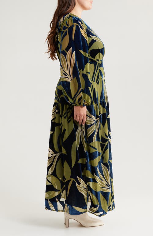CIEBON CIEBON LILIAN LONG SLEEVE VELVET WRAP MAXI DRESS 