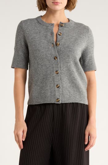 Short Sleeve Button-Up Cardigan