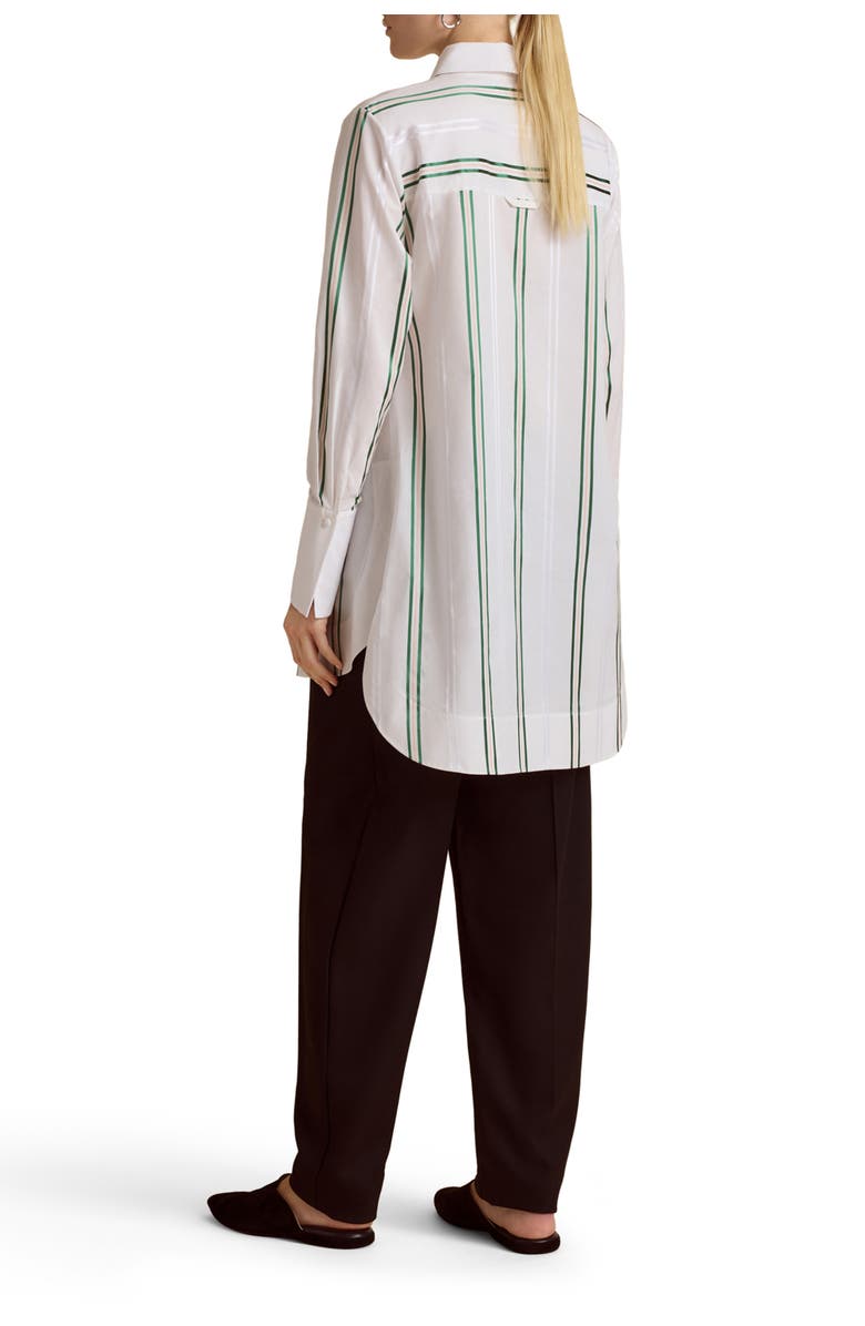 Marina Moscone Slim Tuxedo Shirt, Alternate, color, Optic White Pinstripe