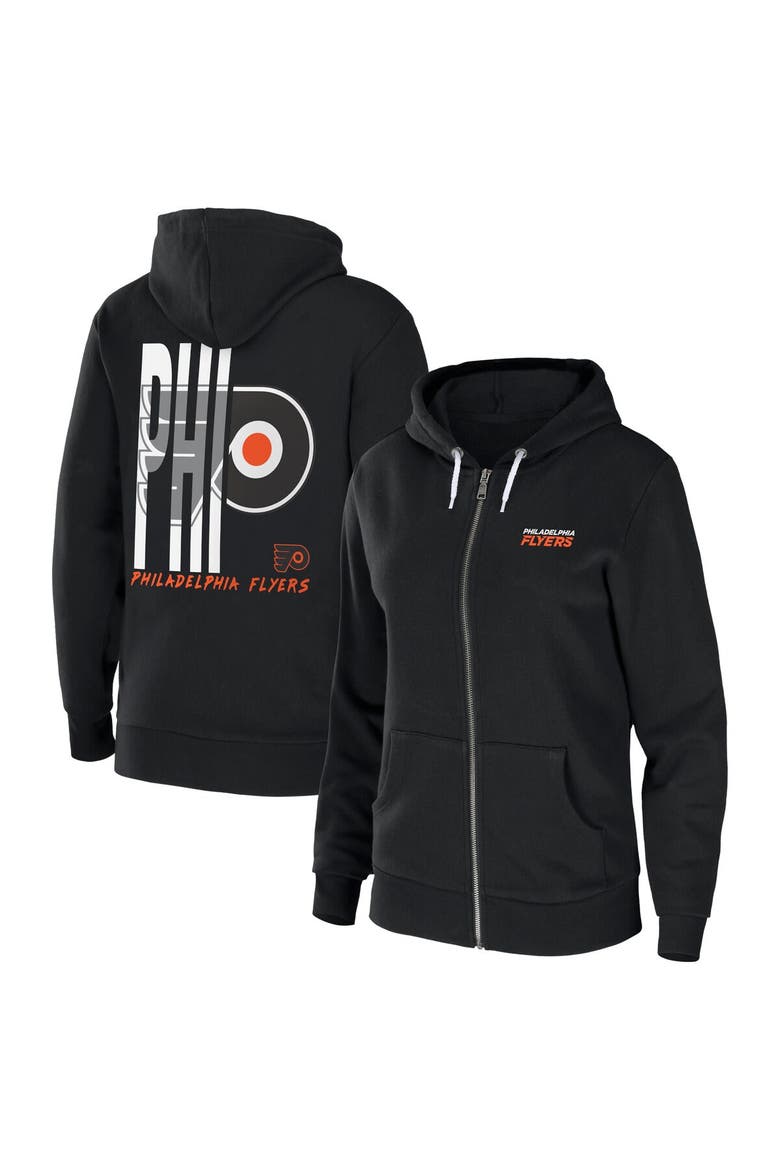 Women's WEAR by Erin Andrews Black Philadelphia Flyers Sponge Fleece Full-Zip Hoodie, Main, color, Black