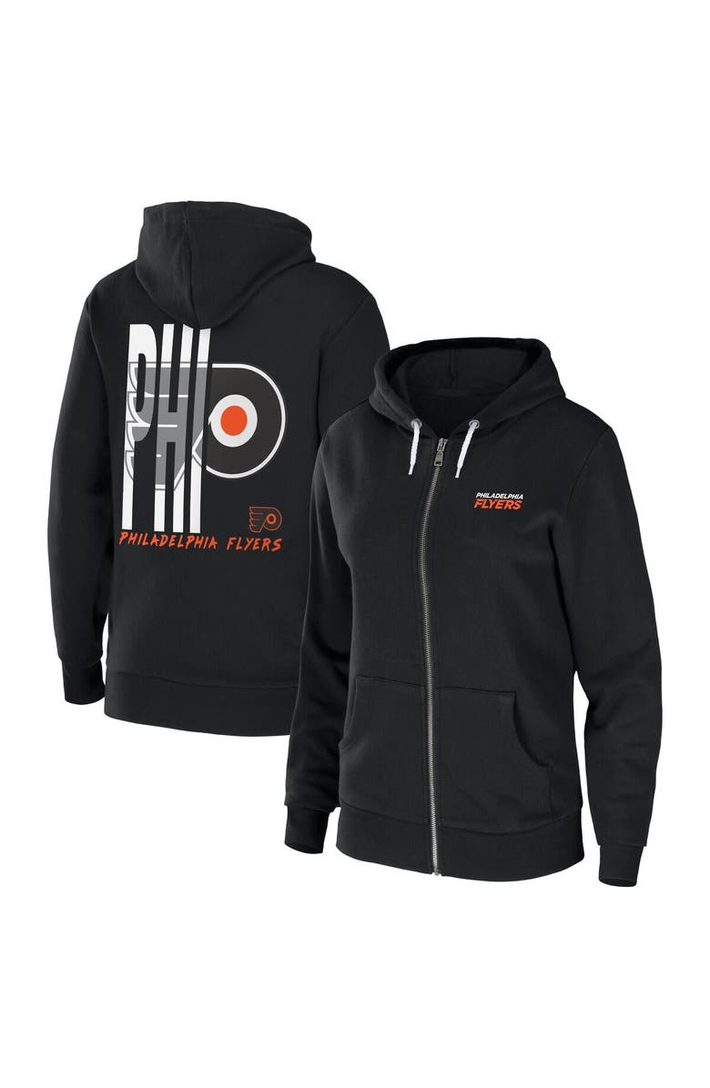 WEAR by Erin Andrews Women's WEAR by Erin Andrews Black Philadelphia Flyers Sponge Fleece Full-Zip Hoodie, Main, color, 