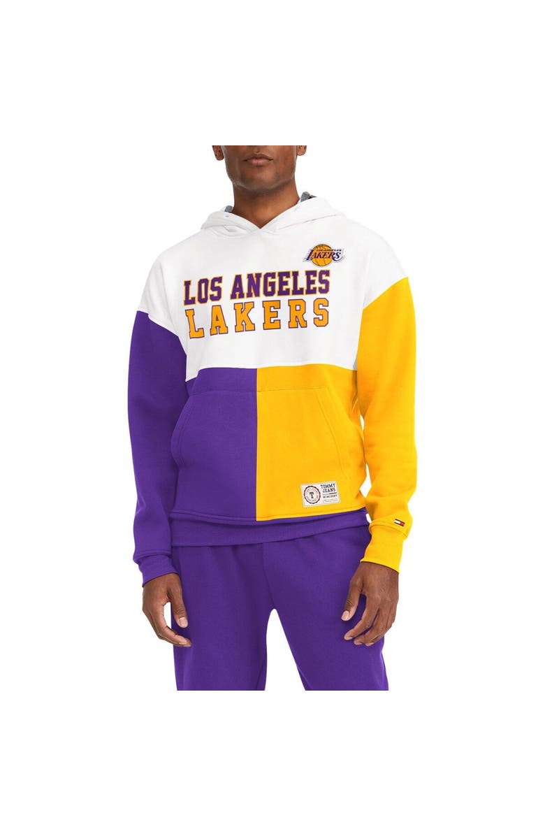 TOMMY JEANS Men's Tommy Jeans White/Purple Los Angeles Lakers Andrew Split Pullover Hoodie, Main, color, White