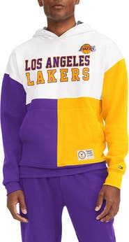 TOMMY JEANS Men's Tommy Jeans White/Purple Los Angeles Lakers Andrew Split Pullover Hoodie