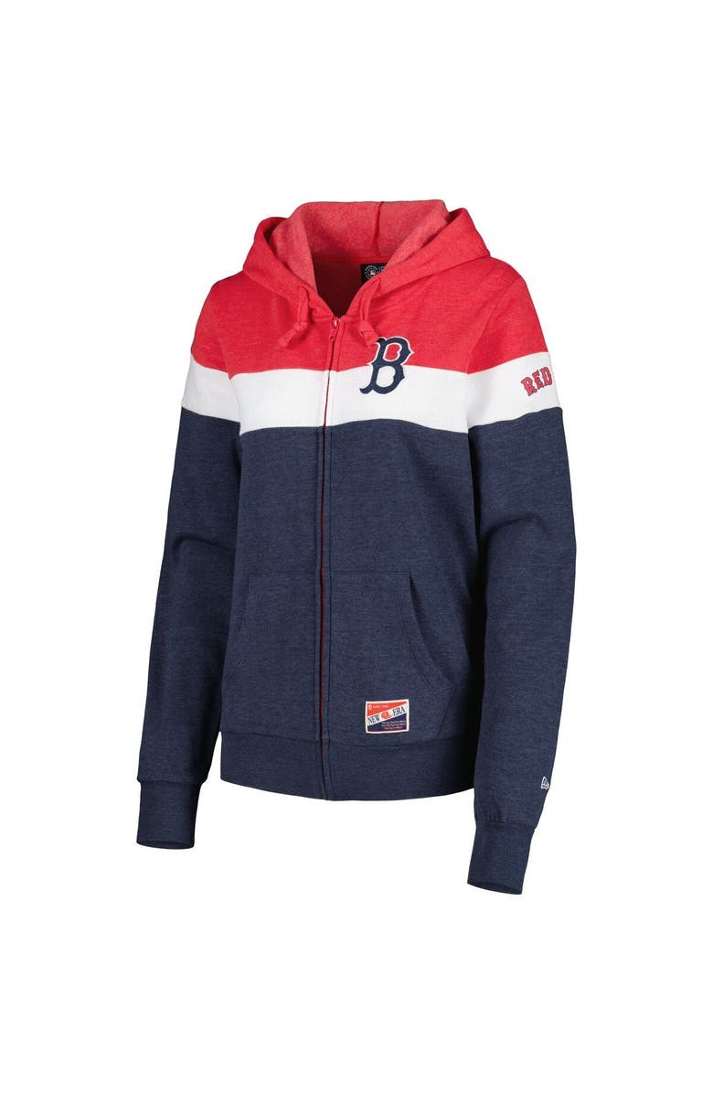 New Era Women's New Era Heather Navy Boston Red Sox Colorblock Full-Zip Hoodie Jacket, Alternate, color, Heather Navy