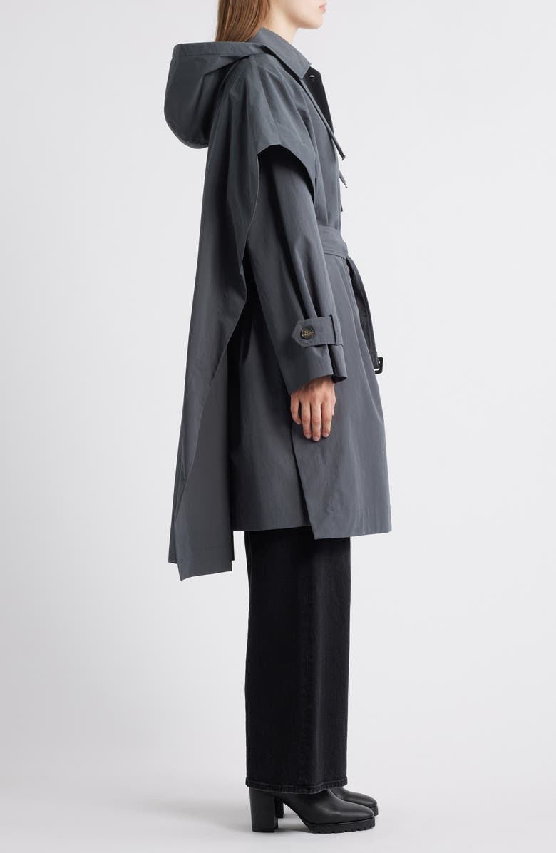 Bernardo Longline Belted Raincoat, Alternate, color, Slate