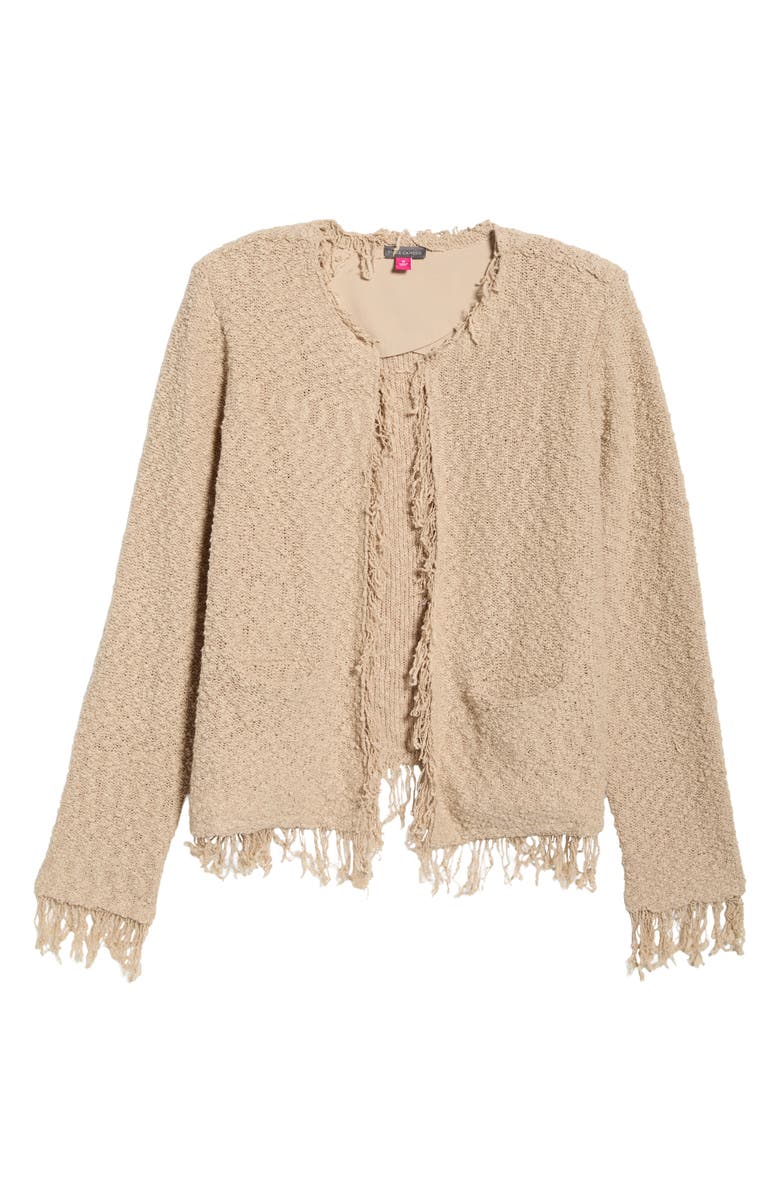 Vince Camuto Fringe Detail Crop Jacket, Alternate, color, Camel