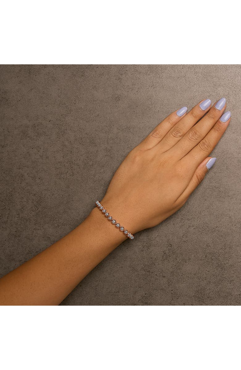 Haus of Brilliance Silver 1/10 Cttw Diamond Open Circle Beaded Wheel Link Tennis Bracelet, Alternate, color, Rose
