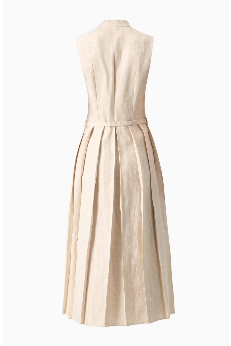 Linen Belted  Midi Shirtdress with Band Collar, Alternate, color, Sand