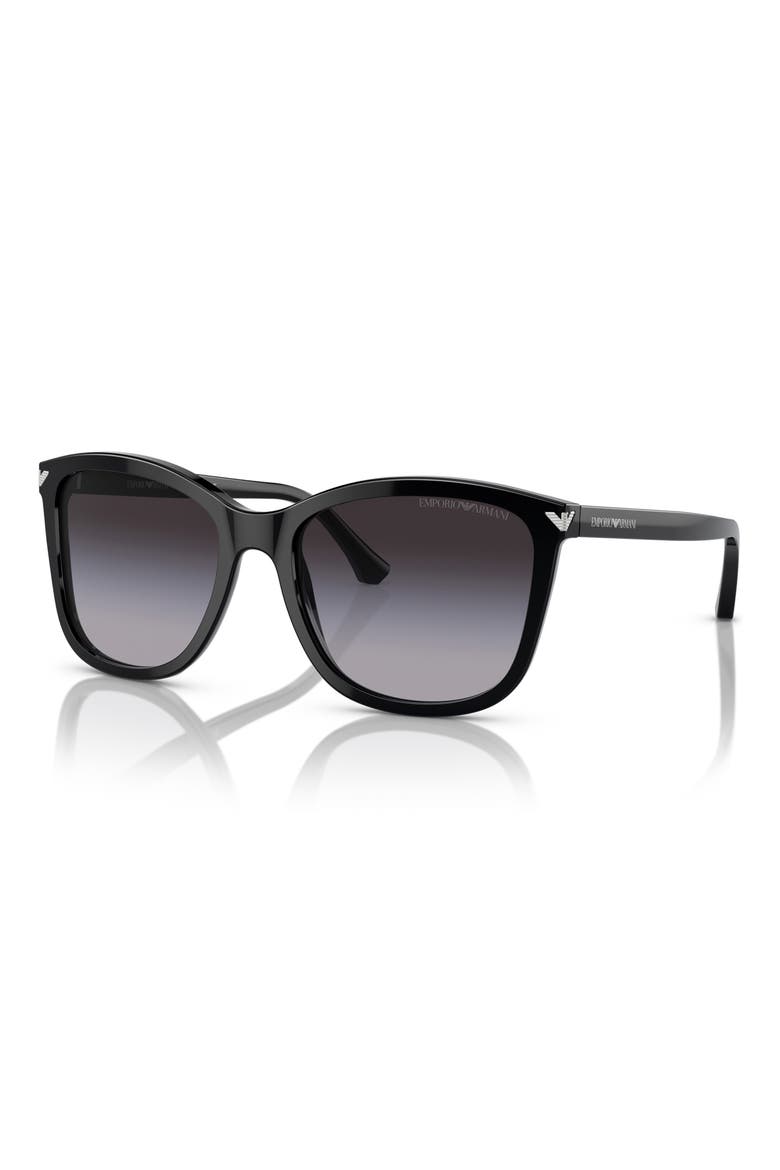 56mm Gradient Square Sunglasses, Alternate, color, SHINY BLACK / GRADIENT GREY