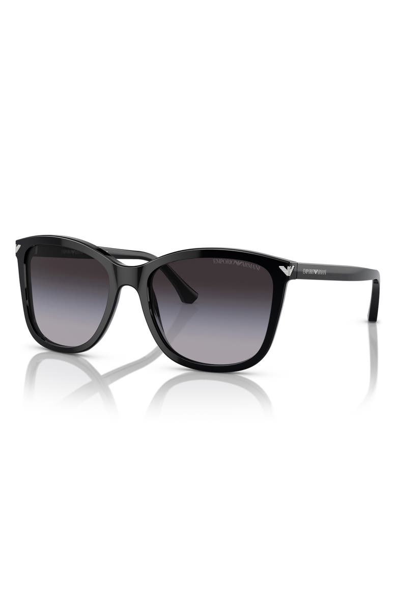 Emporio Armani 56mm Gradient Square Sunglasses, Alternate, color, Shiny Black / Gradient Grey