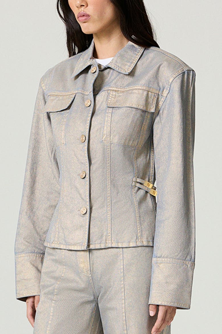Metallic Denim Jacket, Alternate, color, Metallic Gold