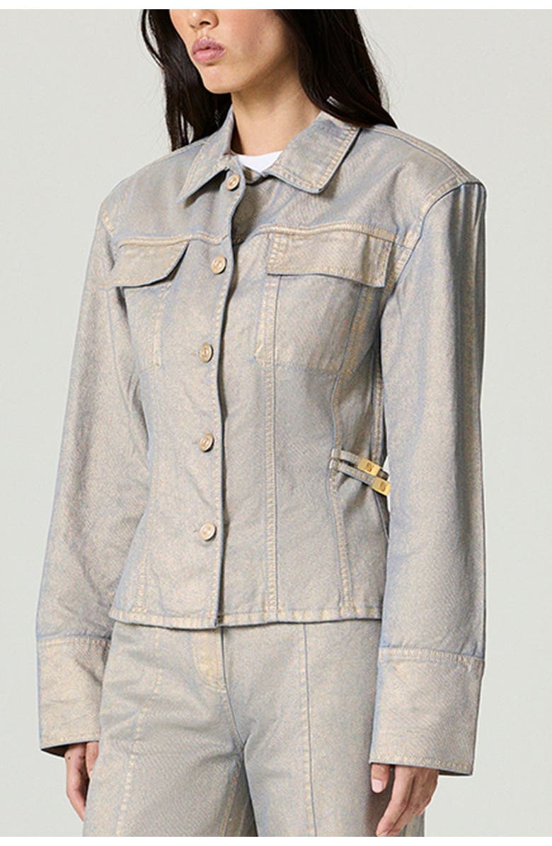 Nocturne Metallic Denim Jacket, Alternate, color, Metallic Gold