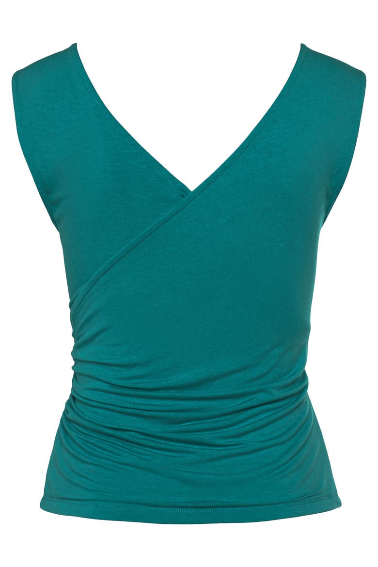 Wrap Look Sleeveless Top, Alternate, color, Teal