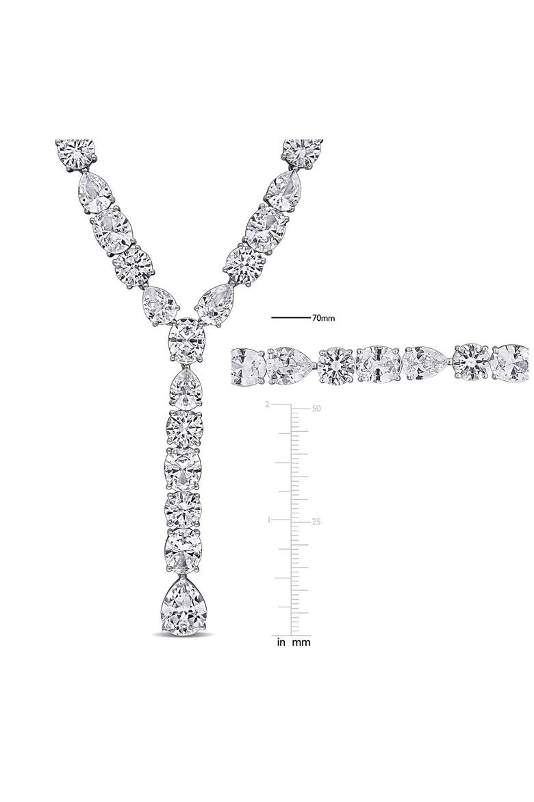 Lab Grown White Sapphire Necklace & Bracelet Set, Alternate, color, SILVER