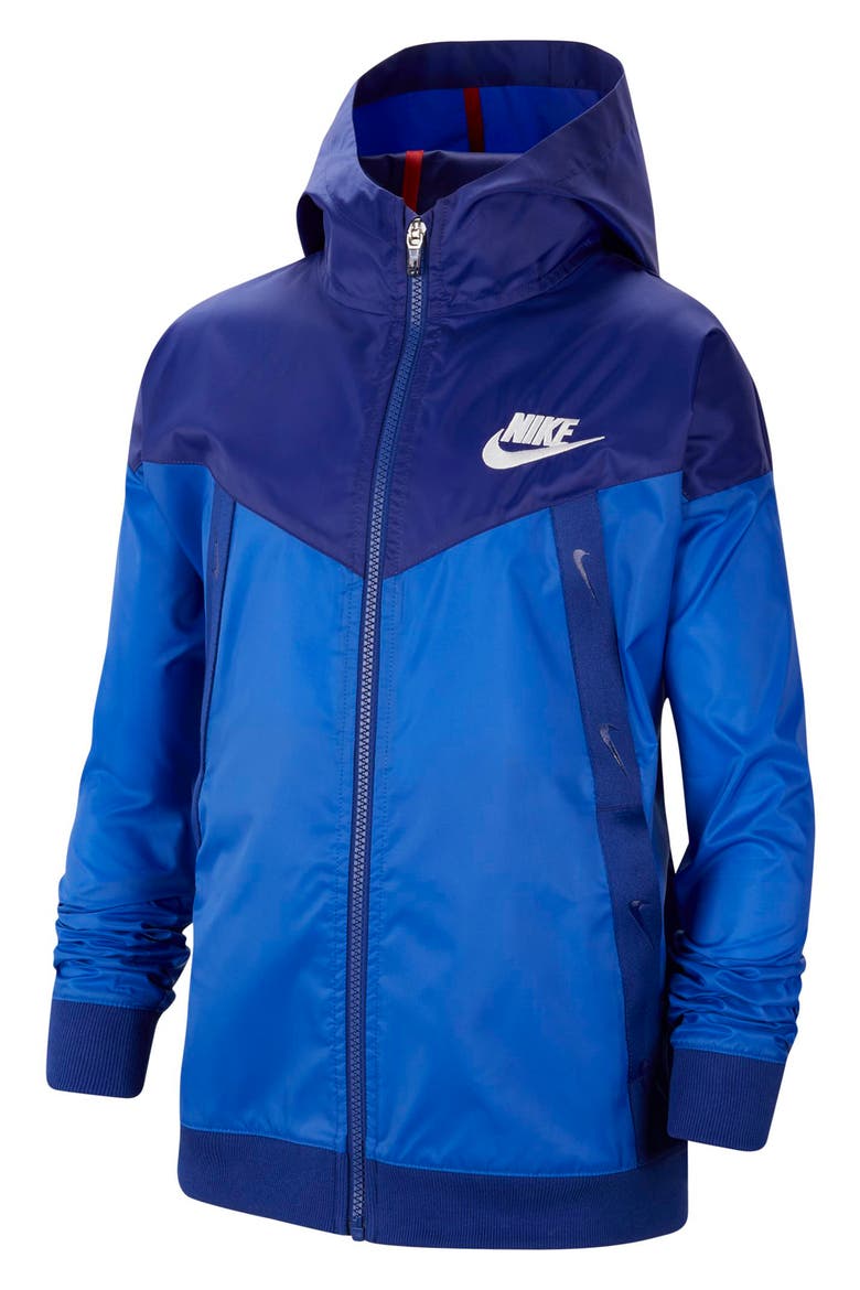 Kids' Sportswear Zero Windrunnker Hooded Jacket, Main, color, GAME ROYAL/ DEEP ROYAL BLUE