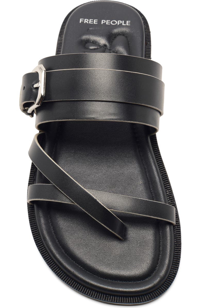Free People Belted Cross Strap Slide Sandal, Alternate, color, Black Tide Leather