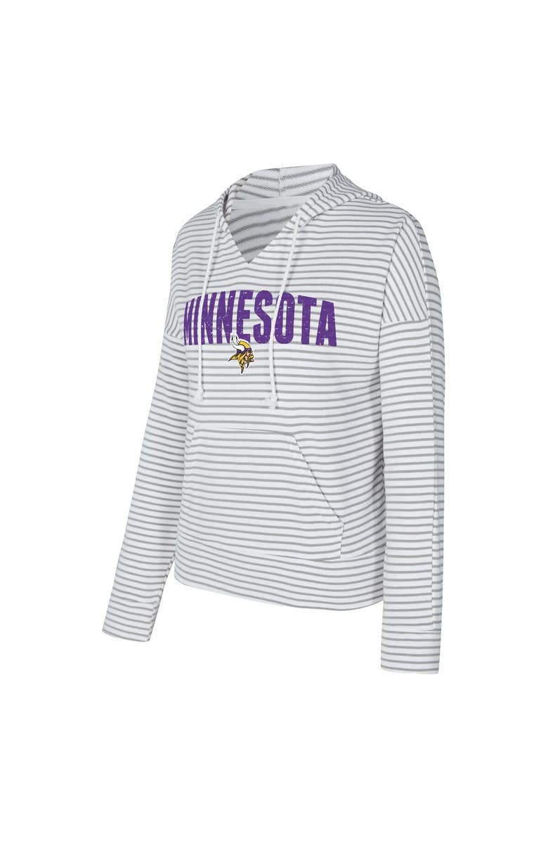 CONCEPTS SPORT Women's Concepts Sport White/Gray Minnesota Vikings Liftoff Striped V-Neck Hoodie, Alternate, color, White