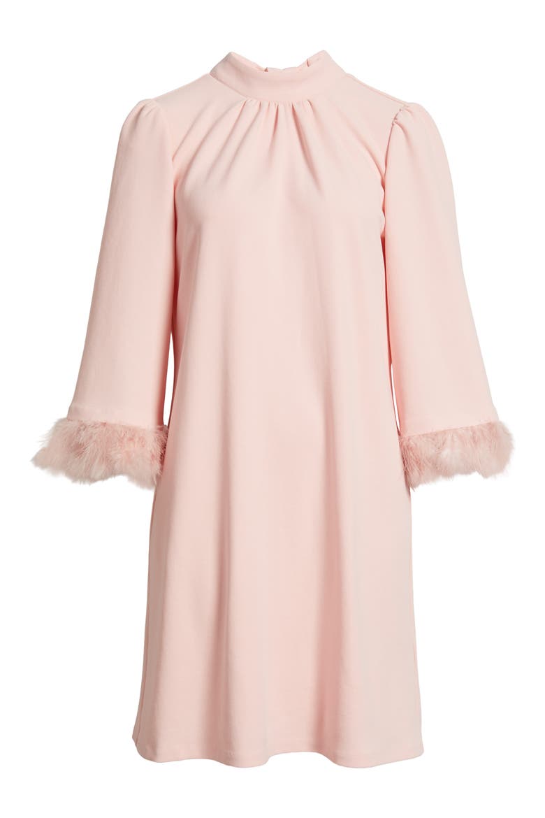 Feather Trim Sheath Dress, Alternate, color, BLOSSOM