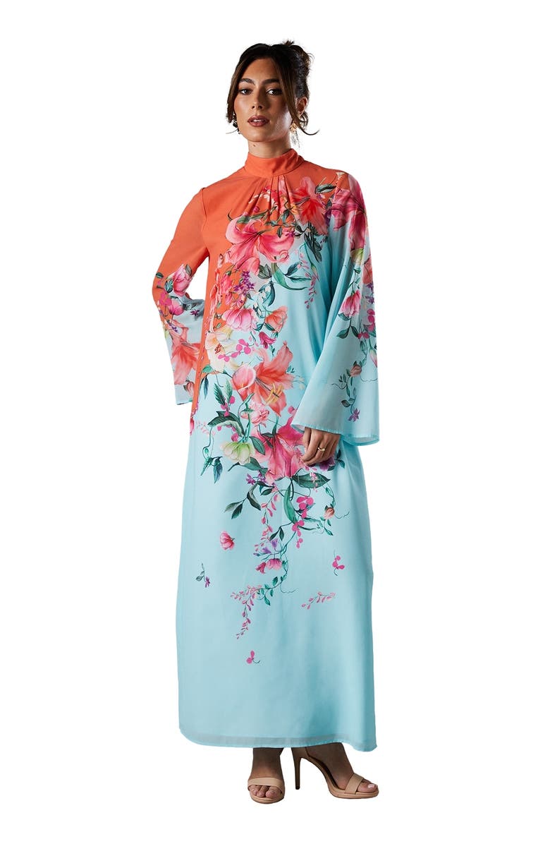 Coast Printed Tie Back Column Maxi Dress, Main, color, Multi