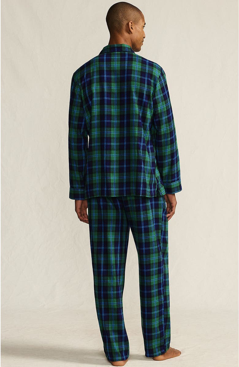 Lands' End Flannel 3 Piece Pajama Set, Alternate, color, Light Emerald Blackwatch