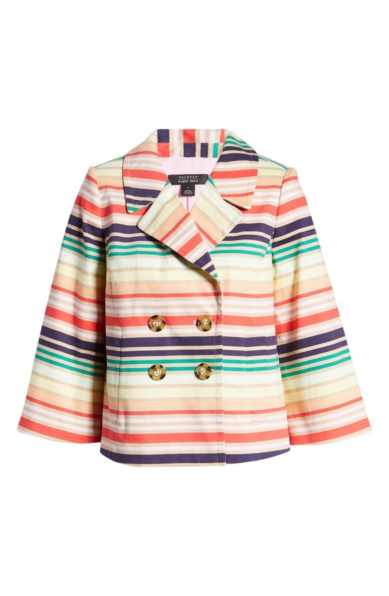 Halogen<sup>®</sup> x Atlantic-Pacific Stripe Short Trench Jacket, Main, color,