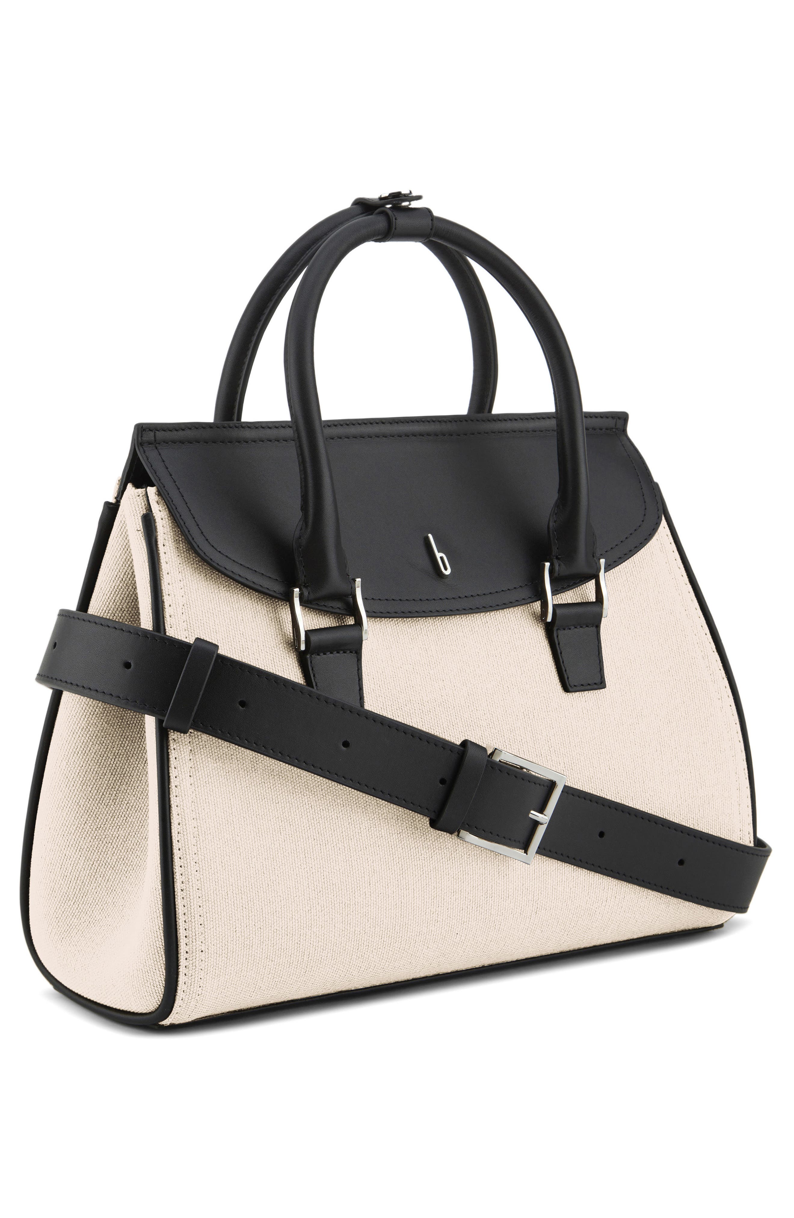 behno Medium Coco Canvas & Leather Satchel, Alternate, color, Sand/ Black