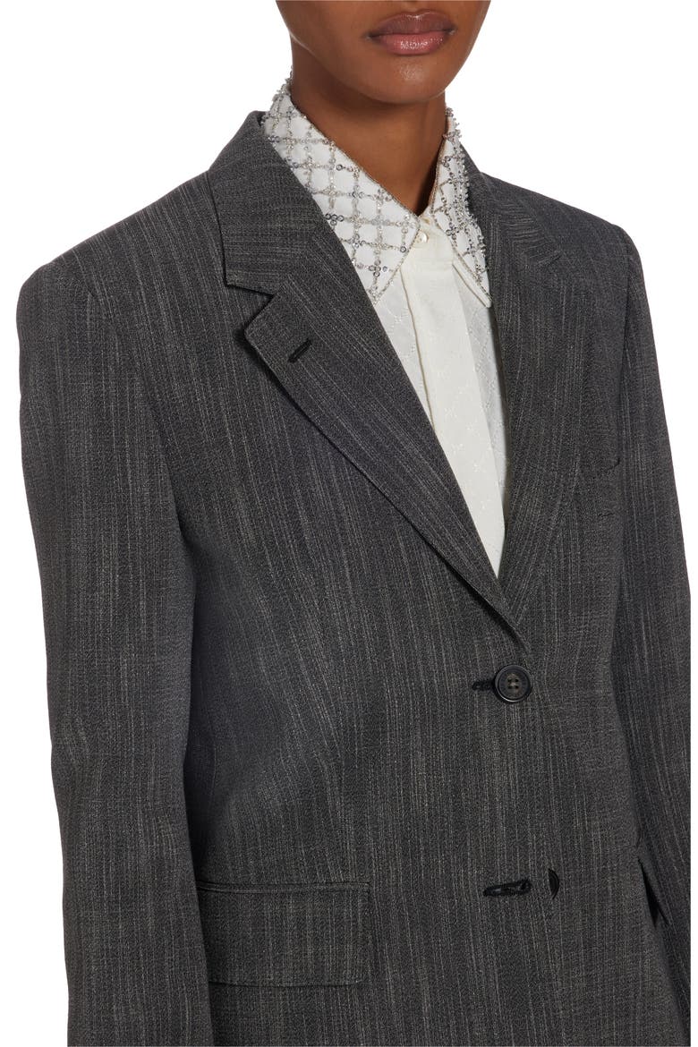 Single Breasted Mélange Virgin Wool Blend Blazer, Alternate, color, GREY/ WHITE