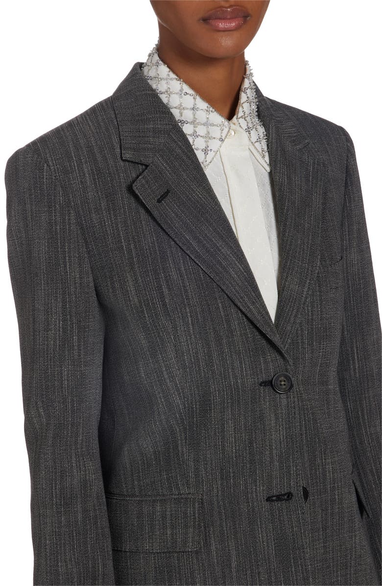 Golden Goose Single Breasted Mélange Virgin Wool Blend Blazer, Alternate, color, Grey/ White