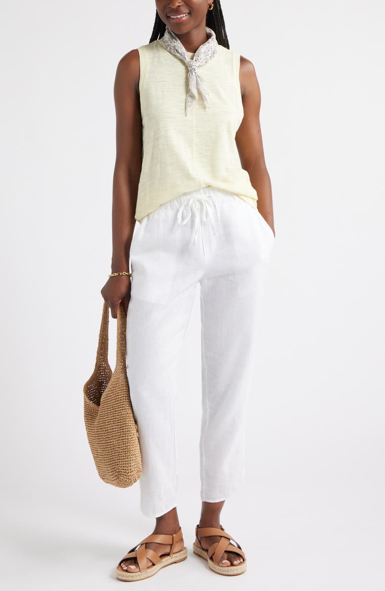 Caslon<sup>®</sup> Sleeveless Cotton Blend Crewneck T-Shirt, Alternate, color, Yellow Pastel