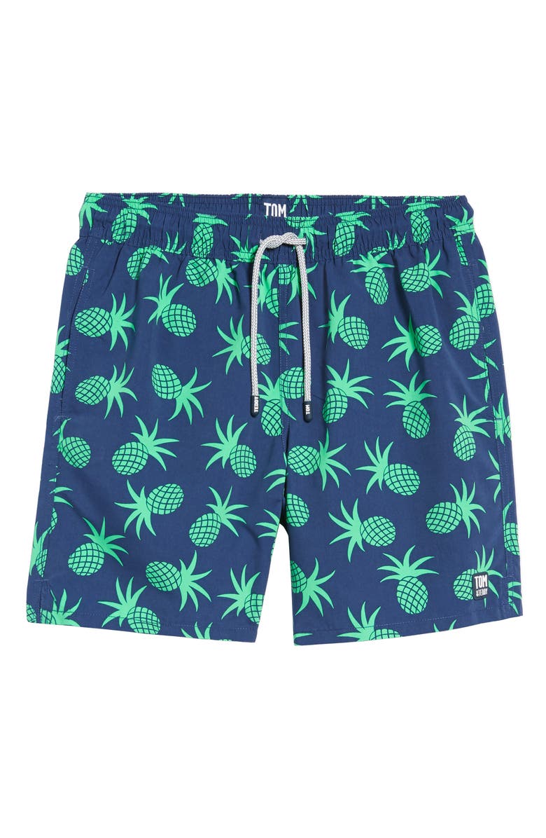 Tom & Teddy Pineapple Print Swim Trunks, Alternate, color, 