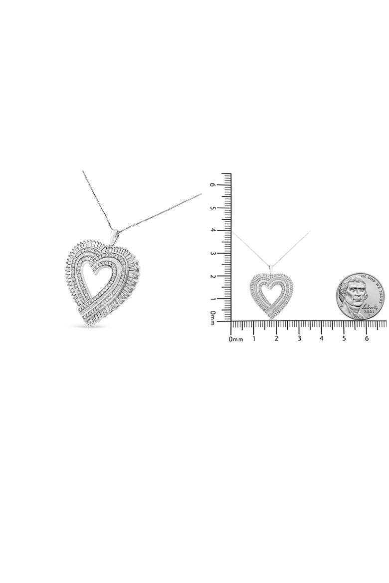 Silver 1 1/4 Cttw Diamond Composite Heart Pendant Necklace, Alternate, color, White