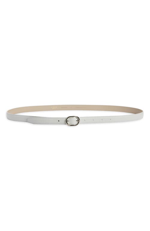 Vince Stitched Glazed Lizard Texture Belt In White