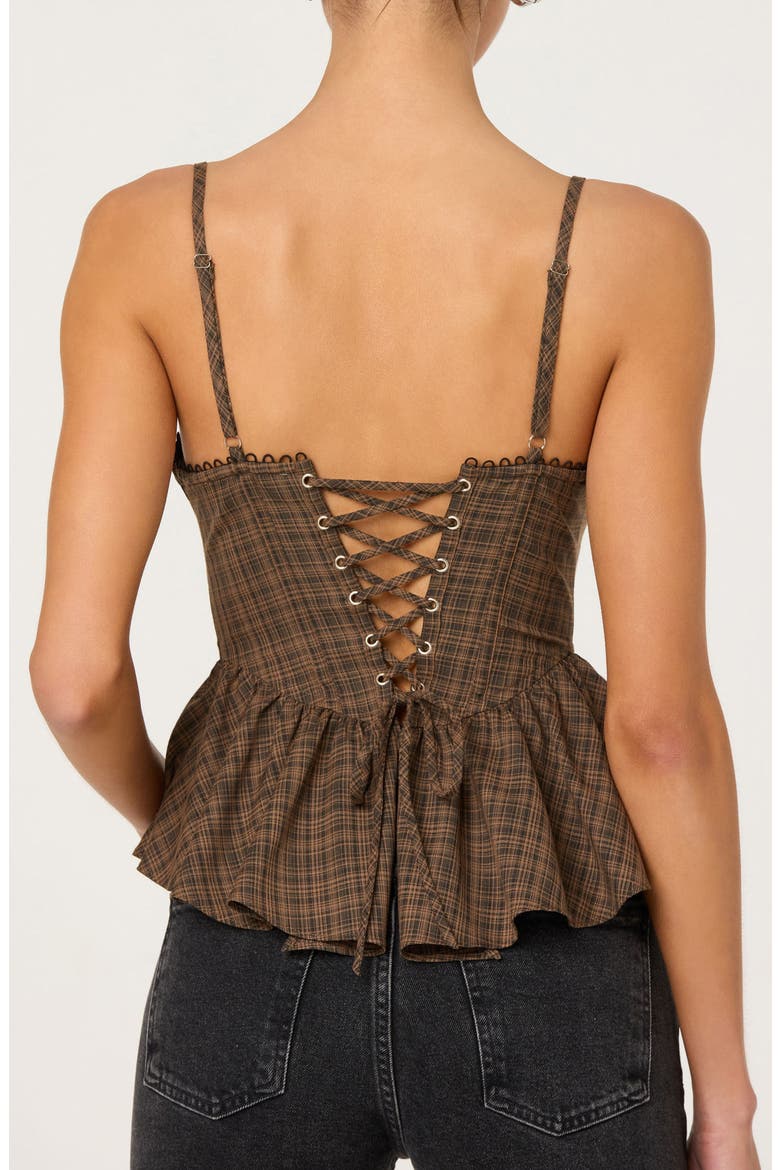 Baylin Corset Top, Alternate, color, BLACK BROWN PLAID