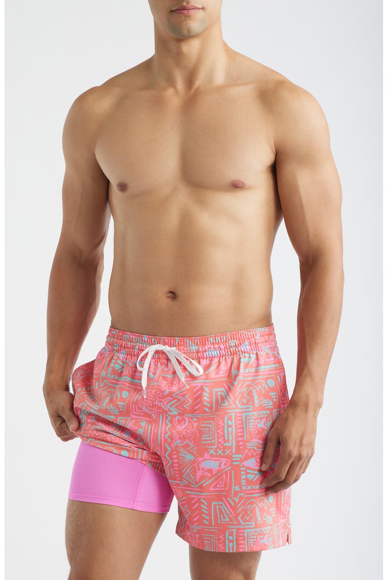 Pyramid Poolside Lined 5.5-Inch Swim Trunks, Alternate, color, CORAL