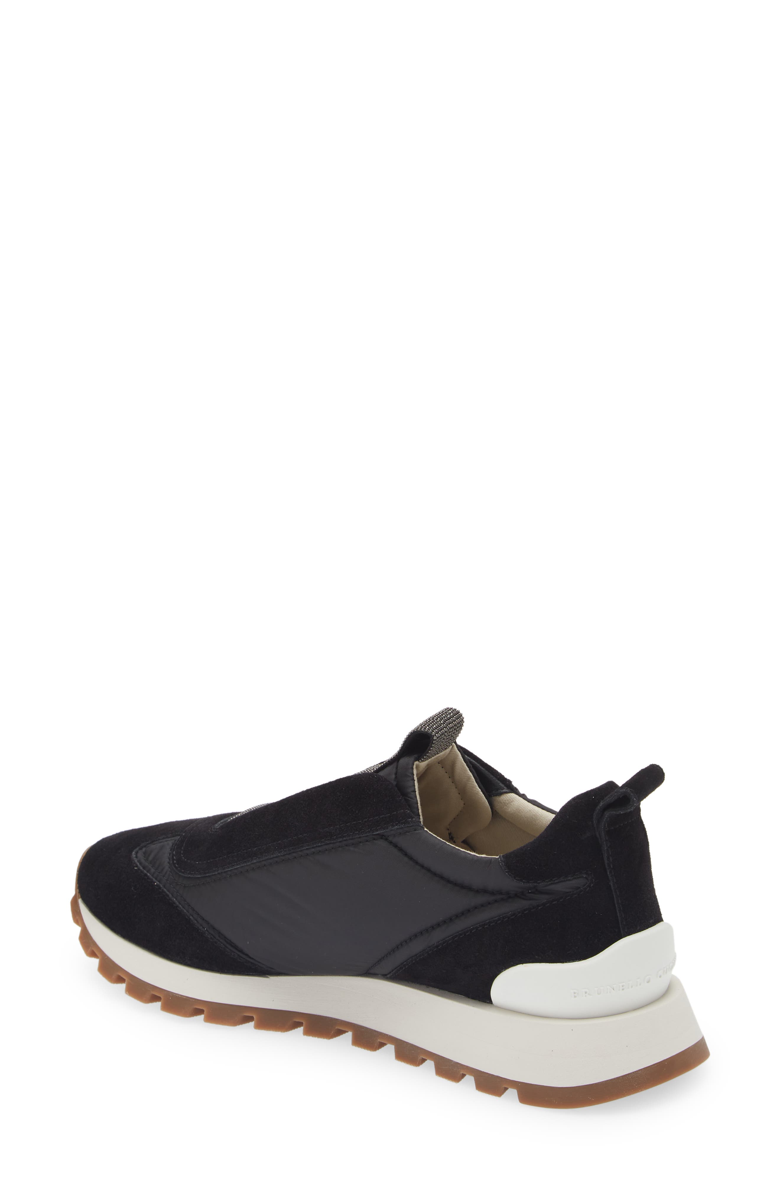 Brunello Cucinelli Monili Trim Runner Sneaker, Alternate, color, Black