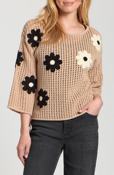 Floral Appliqué Sweater