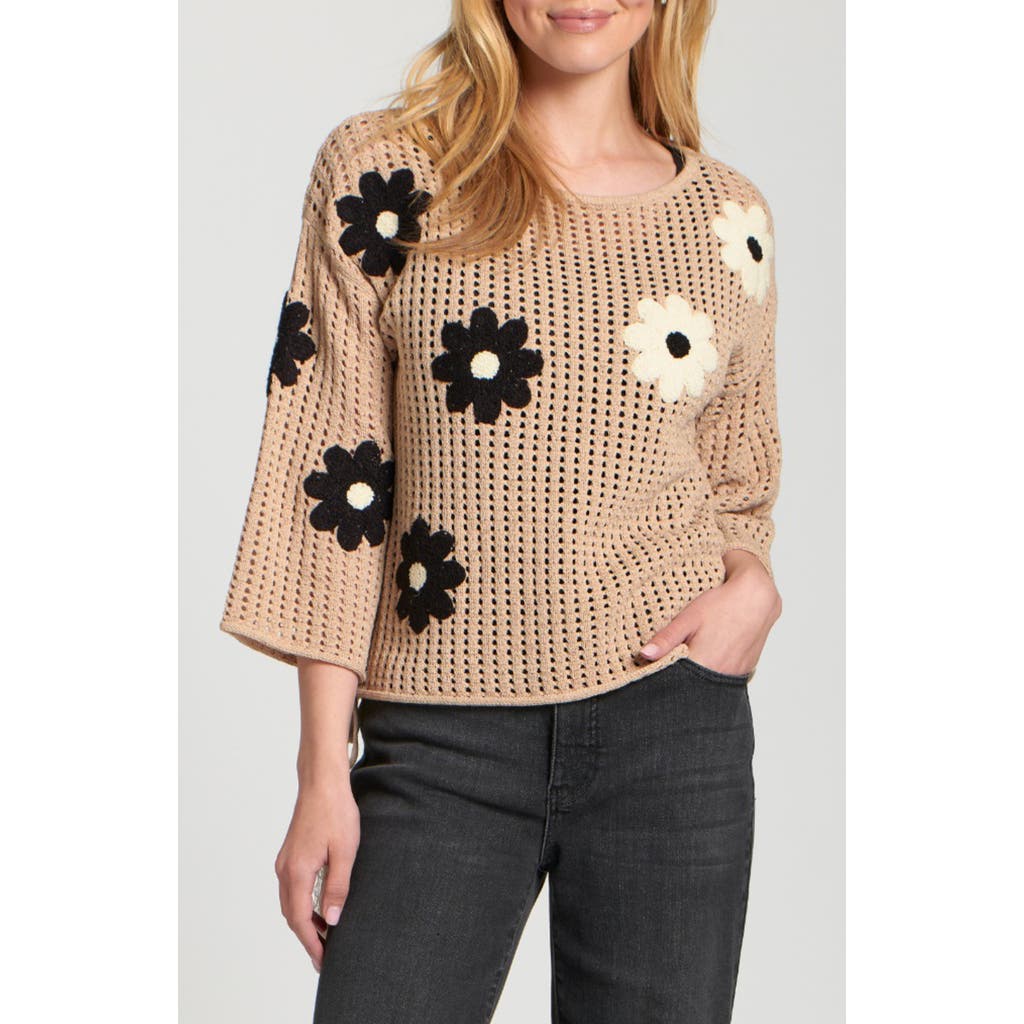 Apny Floral Appliqué Sweater In Brown
